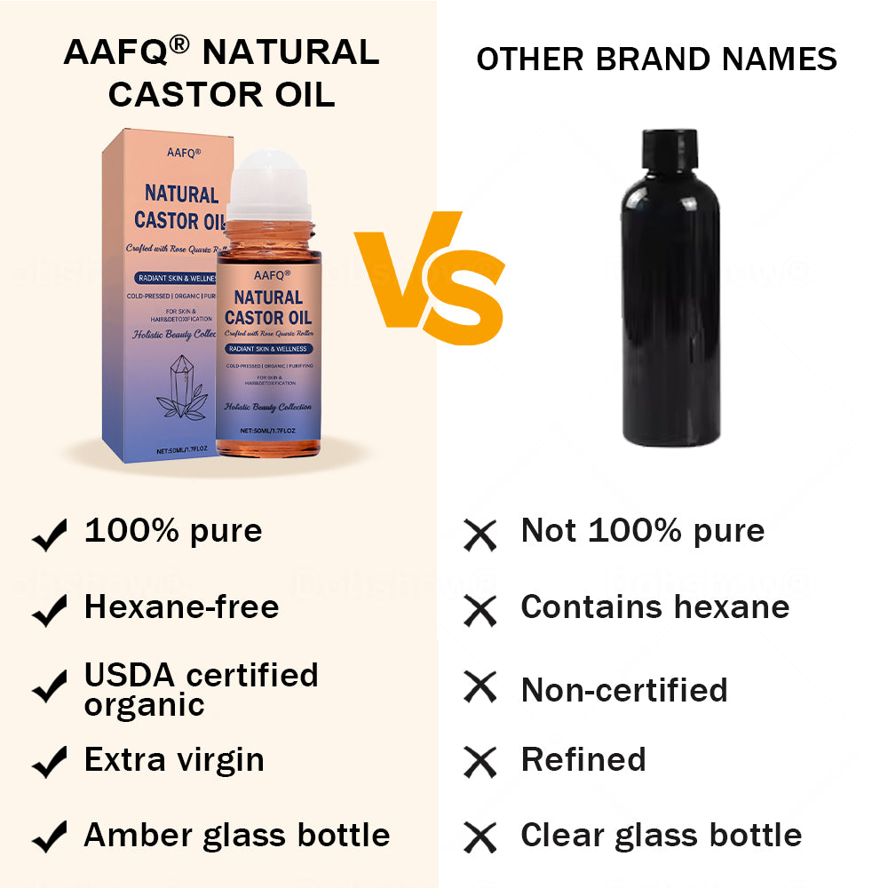 AAFQ®Natural Castor Oil Roll-On| 100% Pure, Unscented, For Radiant Skin | Deeply Hydrates | Reduces Fine Lines | Lush Hair & Relaxation