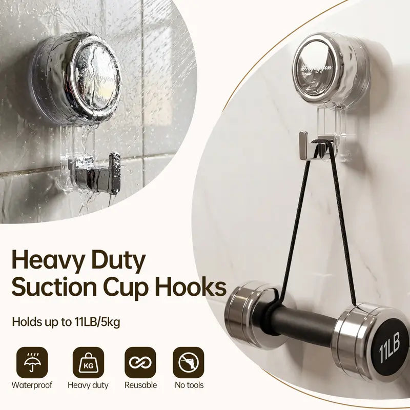Suction Cup Hooks for Shower,Removable Shower Towel Hooks Suction Hooks No Drill Hook for Glass Door