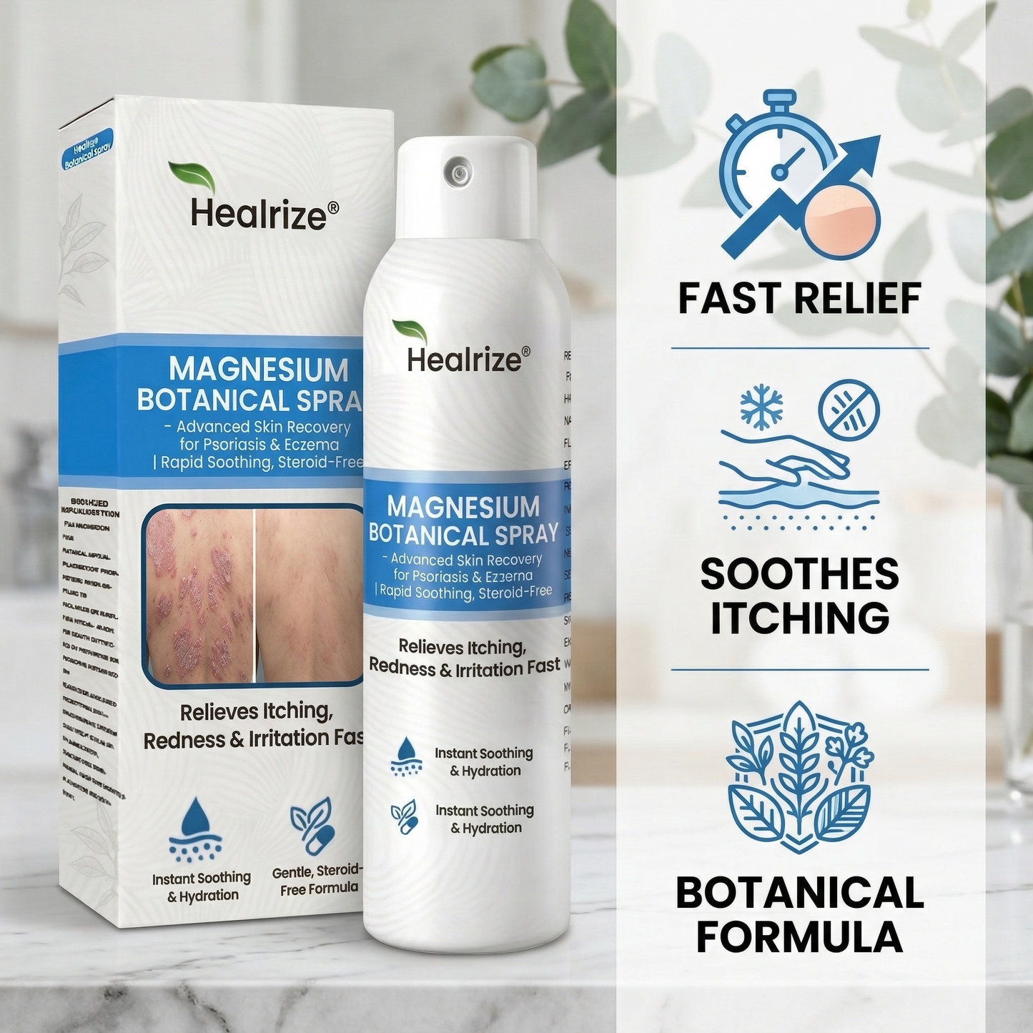 🏆Healrize® Magnesium Botanical Spray –Advanced Skin Recovery for Psoriasis & Eczema | Rapid Soothing, Steroid-Free