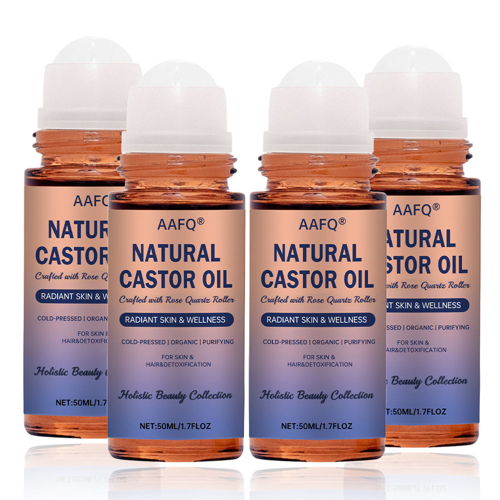 AAFQ®Natural Castor Oil Roll-On| 100% Pure, Unscented, For Radiant Skin | Deeply Hydrates | Reduces Fine Lines | Lush Hair & Relaxation