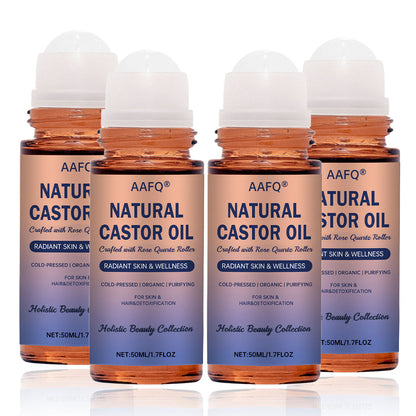 AAFQ®Natural Castor Oil Roll-On| 100% Pure, Unscented, For Radiant Skin | Deeply Hydrates | Reduces Fine Lines | Lush Hair & Relaxation