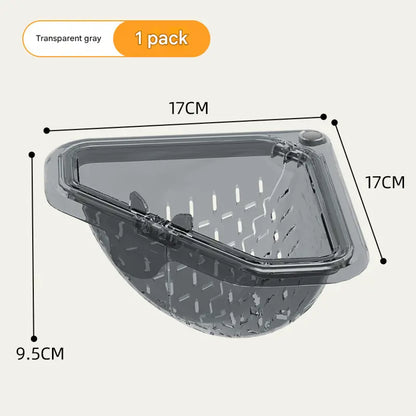 MCOIKY® Magnetic draining triangular kitchen sink filter for storing food scraps, leftovers, and kitchen waste.