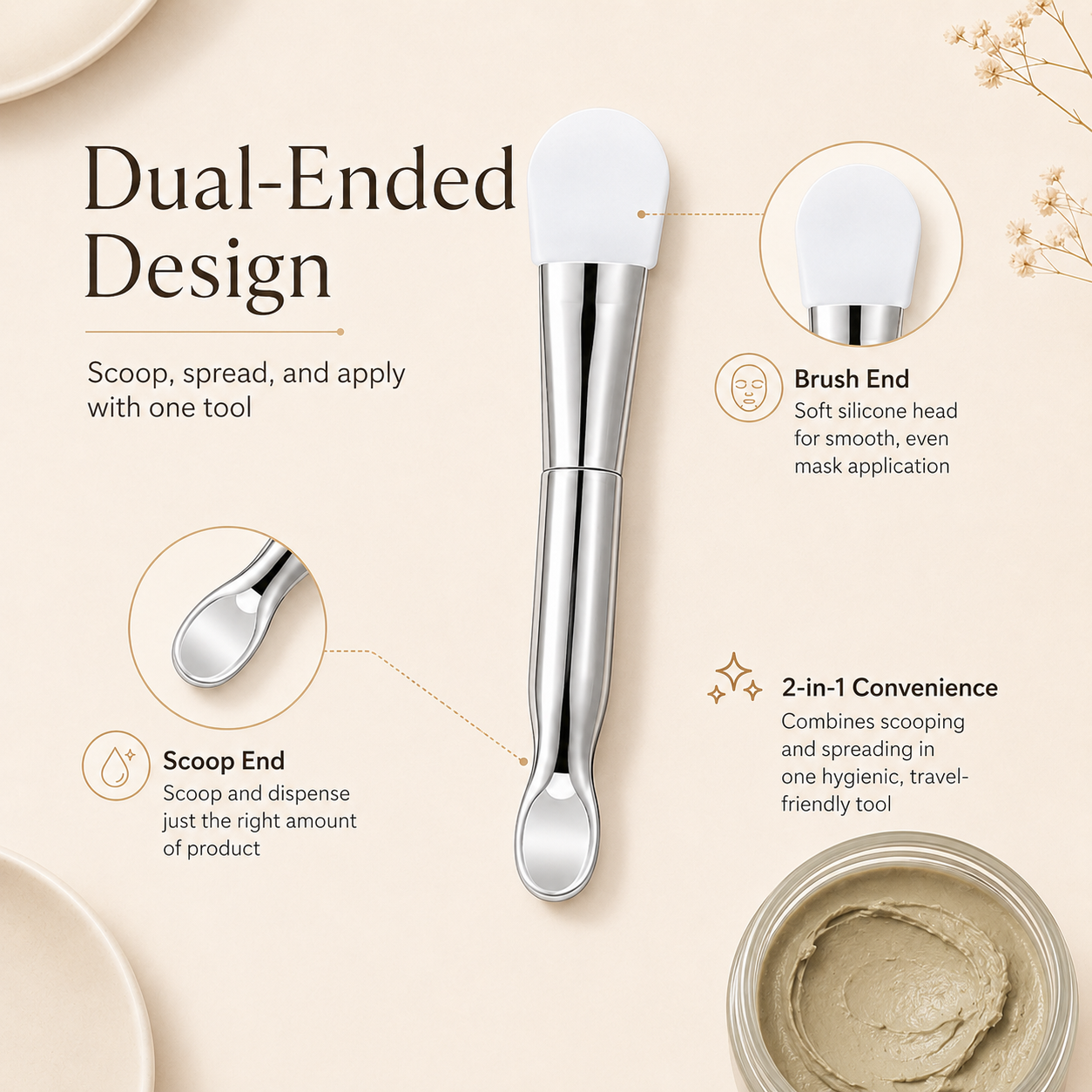 Dobshow® Premium 2-in-1 Silicone Face Mask Brush & Scoop