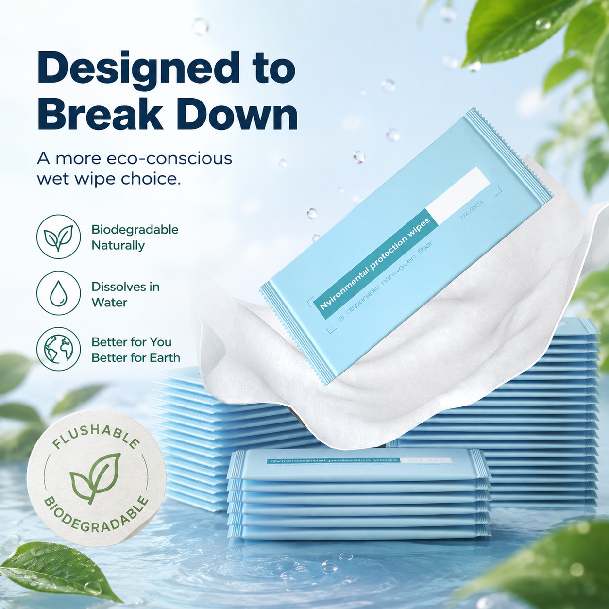 Dobshow® Zero-Clog Flushable Wet Wipes – Septic-Safe, Hypoallergenic & Cloud-Soft Daily Care