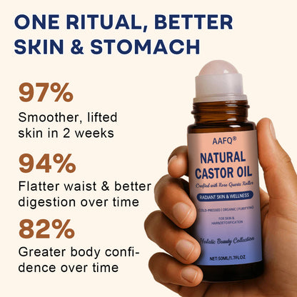 AAFQ®Natural Castor Oil Roll-On| 100% Pure, Unscented, For Radiant Skin | Deeply Hydrates | Reduces Fine Lines | Lush Hair & Relaxation