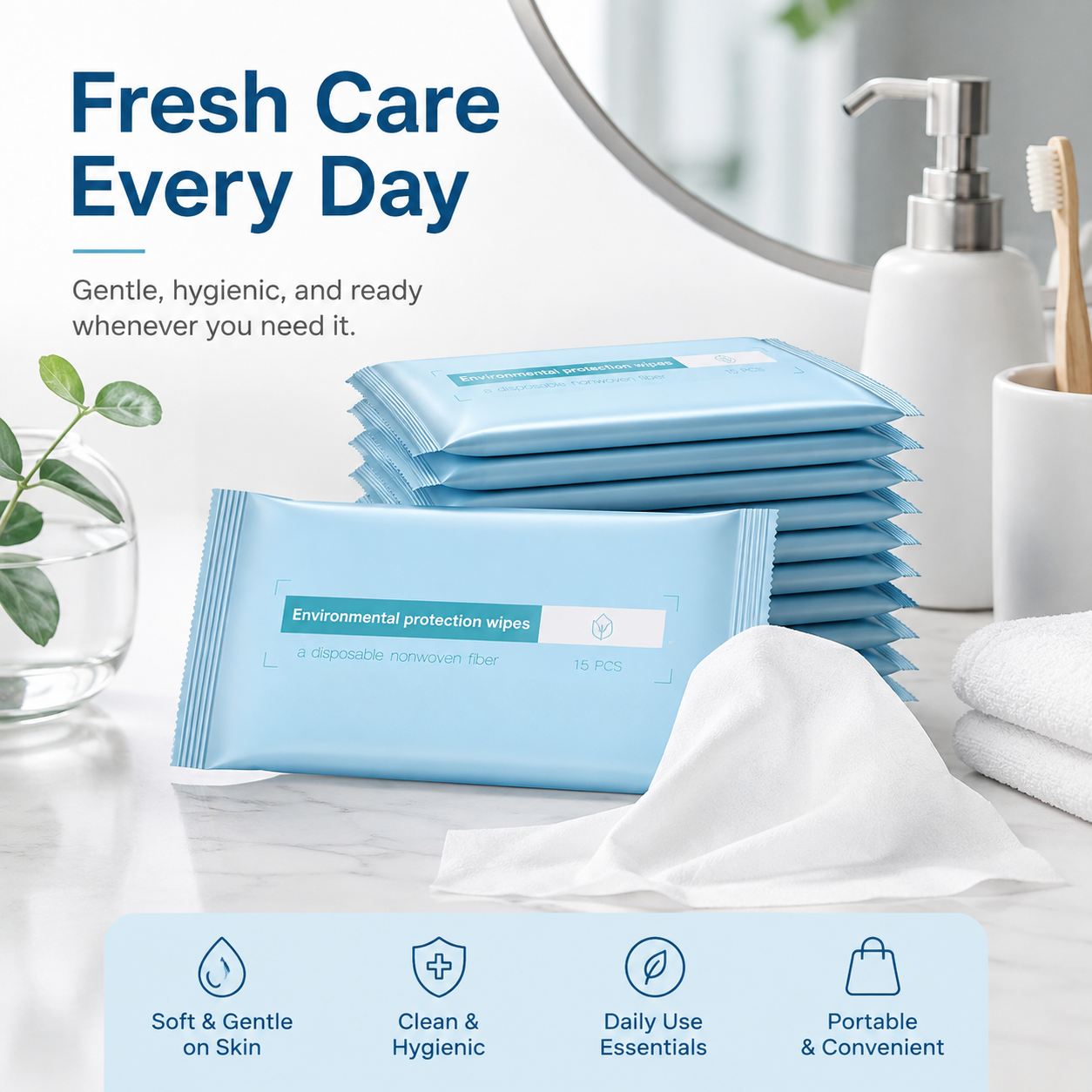 Dobshow® Zero-Clog Flushable Wet Wipes – Septic-Safe, Hypoallergenic & Cloud-Soft Daily Care