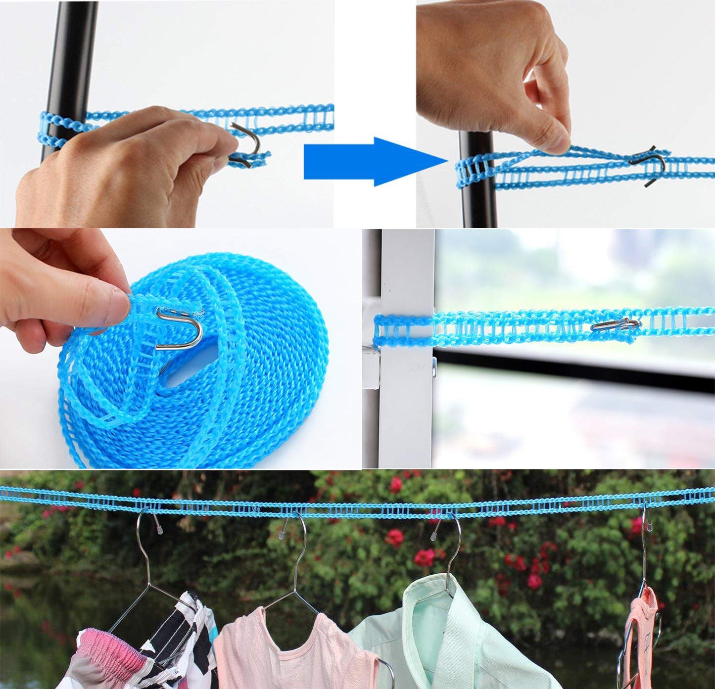 Foshine Clotheslines  1.64ft Length Clothes Drying Rope Portable Windproof 5m Clothesline for Camping Travel Indoor Outdoor Laundry Clothes Line