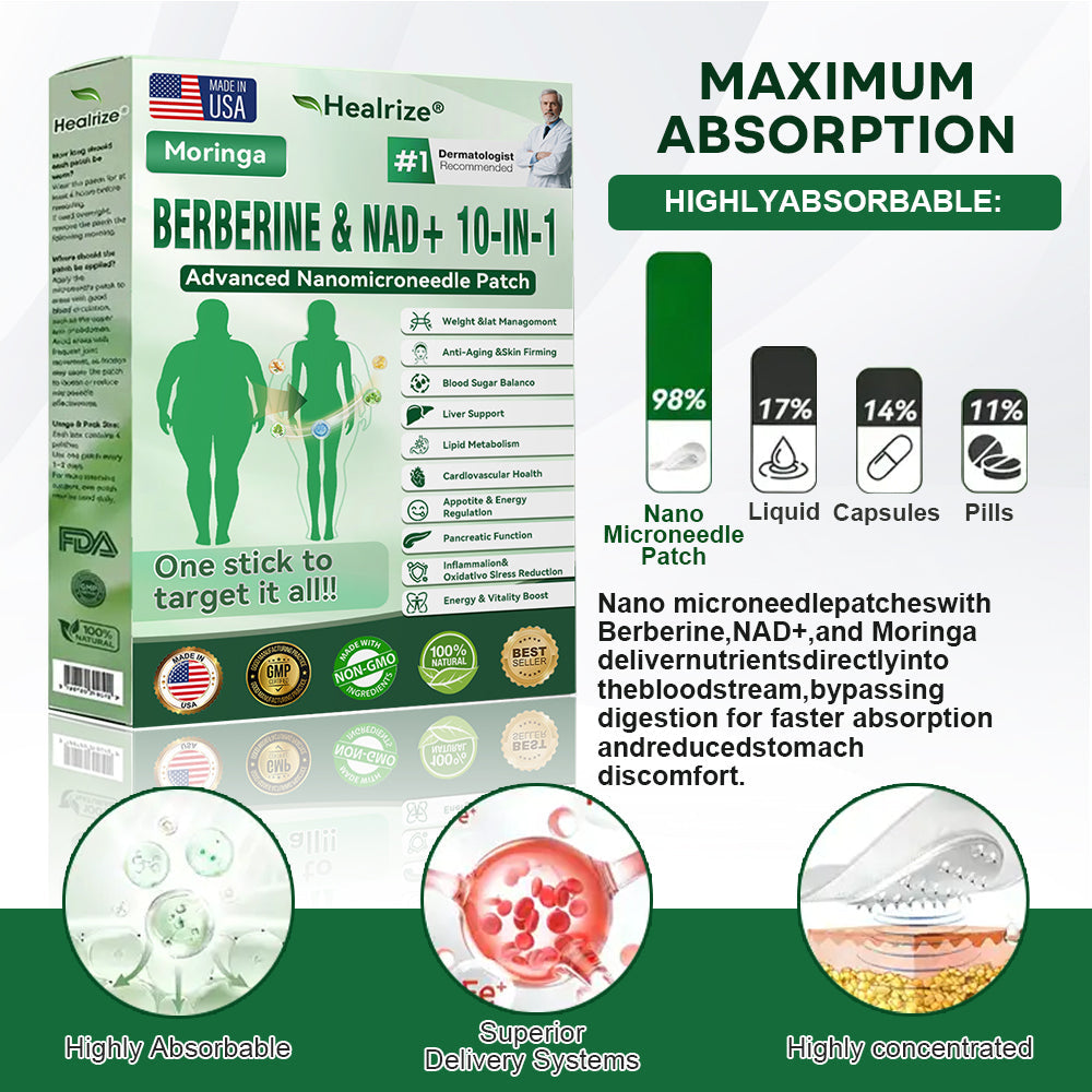 🇺🇸 𝐎𝐟𝐟𝐢𝐜𝐢𝐚𝐥 𝐔𝐒 𝐒𝐭𝐨𝐫𝐞 | ✨🩺 𝐇𝐞𝐚𝐥𝐫𝐢𝐳𝐞® Moringa · Berberine × NAD+ 𝟏𝟎-𝐢𝐧-𝟏 𝐀𝐝𝐯𝐚𝐧𝐜𝐞𝐝 𝐍𝐚𝐧𝐨 𝐌𝐢𝐜𝐫𝐨𝐧𝐞𝐞𝐝𝐥𝐞 𝐏𝐚𝐭𝐜𝐡 — 𝐎𝐧𝐜𝐞 𝐃𝐚𝐢𝐥𝐲, 𝐕𝐢𝐬𝐢𝐛𝐥𝐞 𝐑𝐞𝐬𝐮𝐥𝐭𝐬 𝐢𝐧 𝟕 𝐃𝐚𝐲𝐬