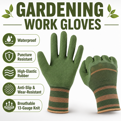 🔥Sfrcord® Heavy-Duty Waterproof Gardening & Work Gloves with Anti-Slip Rubber Grip