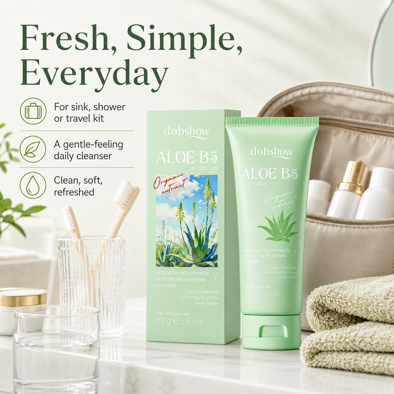 Dobshow® Aloe B5 Moisturizing Cleanser Shopify Landing Page Copy