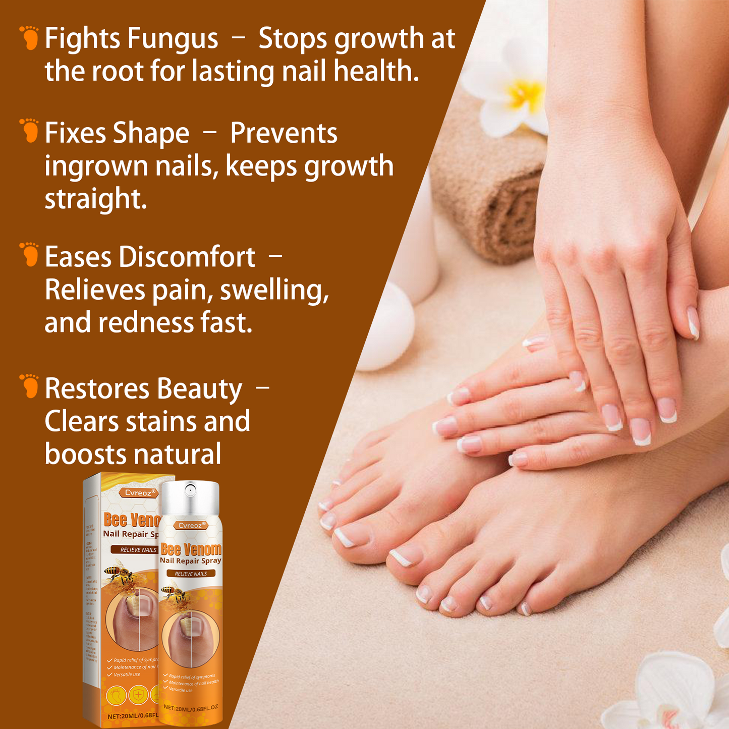 Cvreoz® Bee Venom Nail Repair Spray – Clinically Inspired Relief for Fungal & Damaged Nails🌺